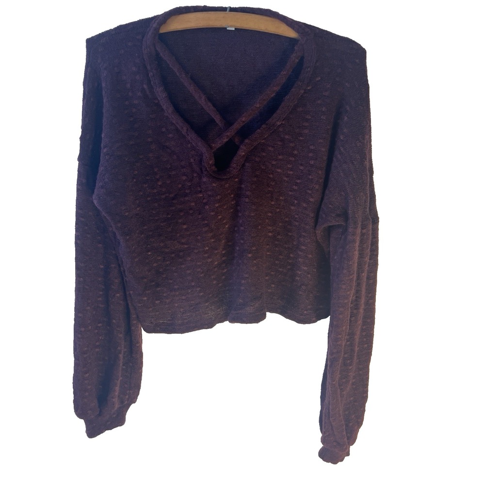 Vtg Y2K Charlotte Russe Purple Whimsy Knit Sweater Women S‎ Cropped Soft